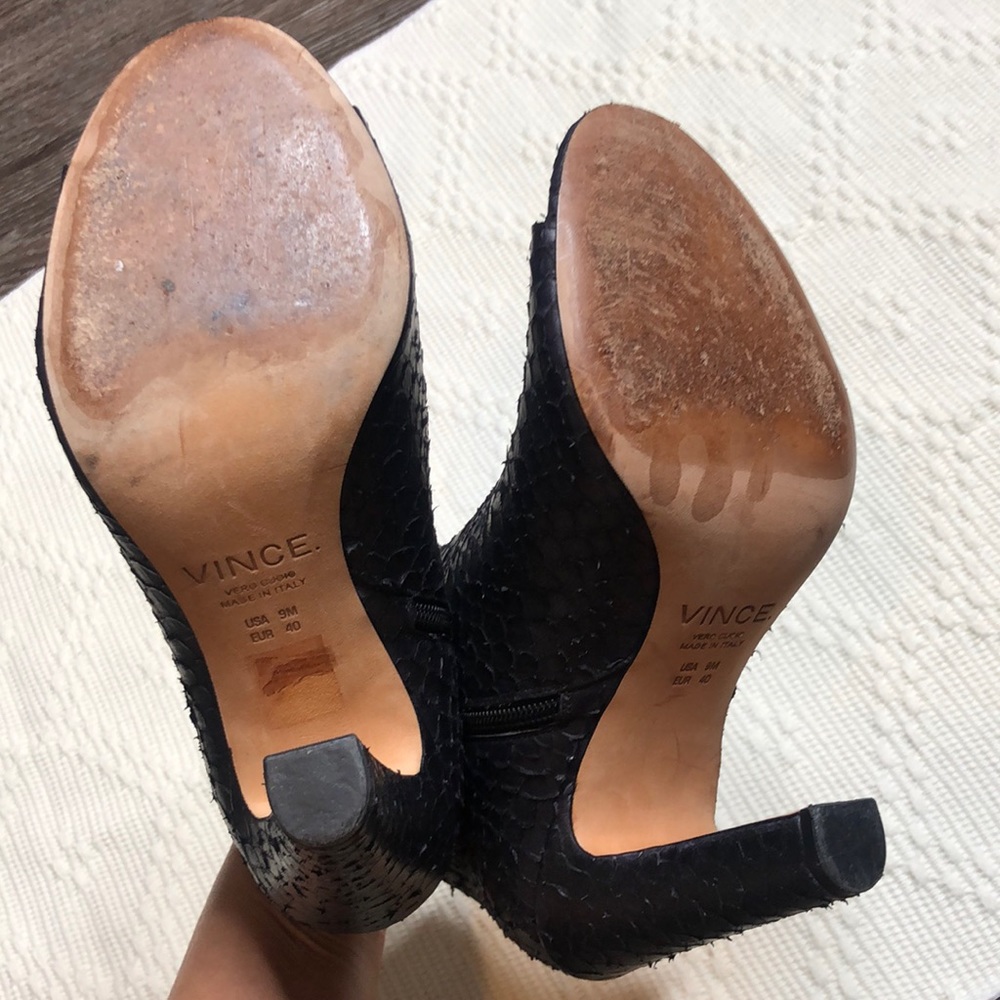 Vince Python Embossed Open-Toe Bootie Ankle Boots - image 8